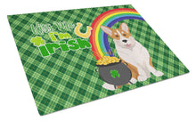 Load image into Gallery viewer, Red Cardigan Corgi St. Patrick's Day Glass Cutting Boards – Durable, Decorative Kitchen Art Large