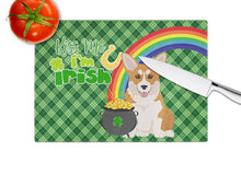 Load image into Gallery viewer, Red Pembroke Corgi St. Patrick's Day Glass Cutting Boards – Durable, Decorative Kitchen Art Large