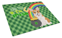 Load image into Gallery viewer, Red Pembroke Corgi St. Patrick's Day Glass Cutting Boards – Durable, Decorative Kitchen Art Large