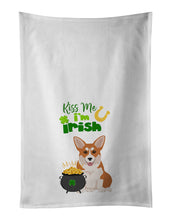 Load image into Gallery viewer, Red Pembroke Corgi St. Patrick's Day White Kitchen Towel Set of 2 Dish Towels