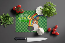 Load image into Gallery viewer, Sable Pembroke Corgi St. Patrick's Day Glass Cutting Boards – Durable, Decorative Kitchen Art Large