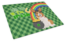 Load image into Gallery viewer, Sable Pembroke Corgi St. Patrick's Day Glass Cutting Boards – Durable, Decorative Kitchen Art Large