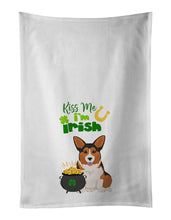 Load image into Gallery viewer, Sable Pembroke Corgi St. Patrick's Day White Kitchen Towel Set of 2 Dish Towels