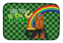 Load image into Gallery viewer, Black and Tan Full Coat Yorkshire Terrier St. Patrick's Day Dish Drying Mat – Absorbent, Artistic Kitchen Essentials