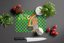 Load image into Gallery viewer, Blue and Tan Full Coat Yorkshire Terrier St. Patrick's Day Glass Cutting Boards – Durable, Decorative Kitchen Art Large