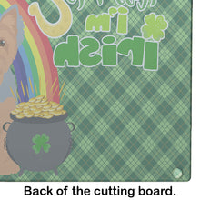 Load image into Gallery viewer, Blue and Tan Puppy Cut Yorkshire Terrier St. Patrick's Day Glass Cutting Boards – Durable, Decorative Kitchen Art Large