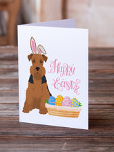 Load image into Gallery viewer, Black and Tan Airedale Terrier Easter Greeting Cards -  Blank Note Cards – 8-Pack of Artist-Designed Cards with Envelopes