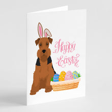 Load image into Gallery viewer, Black and Tan Airedale Terrier Easter Greeting Cards -  Blank Note Cards – 8-Pack of Artist-Designed Cards with Envelopes