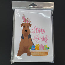 Load image into Gallery viewer, Grizzle and Tan Airedale Terrier Easter Greeting Cards -  Blank Note Cards – 8-Pack of Artist-Designed Cards with Envelopes