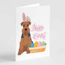 Load image into Gallery viewer, Grizzle and Tan Airedale Terrier Easter Greeting Cards -  Blank Note Cards – 8-Pack of Artist-Designed Cards with Envelopes