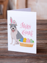 Load image into Gallery viewer, Blue and White Pit Bull Terrier Easter Greeting Cards -  Blank Note Cards – 8-Pack of Artist-Designed Cards with Envelopes