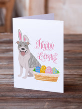 Load image into Gallery viewer, Blue Brindle Pit Bull Terrier Easter Greeting Cards -  Blank Note Cards – 8-Pack of Artist-Designed Cards with Envelopes