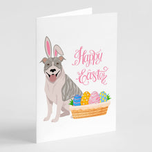 Load image into Gallery viewer, Blue Brindle Pit Bull Terrier Easter Greeting Cards -  Blank Note Cards – 8-Pack of Artist-Designed Cards with Envelopes