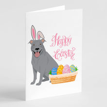 Load image into Gallery viewer, Blue Pit Bull Terrier Easter Greeting Cards -  Blank Note Cards – 8-Pack of Artist-Designed Cards with Envelopes