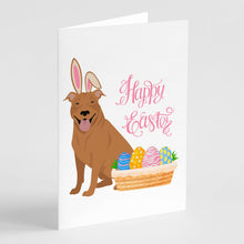 Load image into Gallery viewer, Red Pit Bull Terrier Easter Greeting Cards -  Blank Note Cards – 8-Pack of Artist-Designed Cards with Envelopes