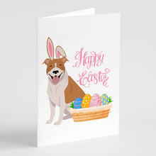 Load image into Gallery viewer, Red and White Pit Bull Terrier Easter Greeting Cards -  Blank Note Cards – 8-Pack of Artist-Designed Cards with Envelopes