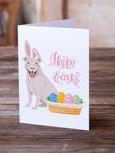 Load image into Gallery viewer, White Pit Bull Terrier Easter Greeting Cards -  Blank Note Cards – 8-Pack of Artist-Designed Cards with Envelopes