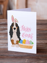 Load image into Gallery viewer, Black Tricolor Basset Hound Easter Greeting Cards -  Blank Note Cards – 8-Pack of Artist-Designed Cards with Envelopes