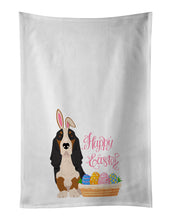 Load image into Gallery viewer, Black Tricolor Basset Hound Easter White Kitchen Towel Set of 2 Dish Towels