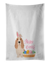Load image into Gallery viewer, Lemon and White Tricolor Basset Hound Easter White Kitchen Towel Set of 2 Dish Towels