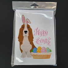 Load image into Gallery viewer, Red and White Tricolor Basset Hound Easter Greeting Cards -  Blank Note Cards – 8-Pack of Artist-Designed Cards with Envelopes