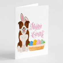 Load image into Gallery viewer, Red and White Border Collie Easter Greeting Cards -  Blank Note Cards – 8-Pack of Artist-Designed Cards with Envelopes