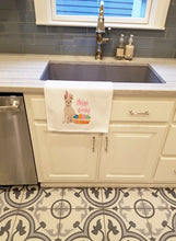 Load image into Gallery viewer, White Boston Terrier Easter White Kitchen Towel Set of 2 Dish Towels