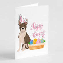 Load image into Gallery viewer, Brindle Boston Terrier Easter Greeting Cards -  Blank Note Cards – 8-Pack of Artist-Designed Cards with Envelopes