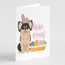 Load image into Gallery viewer, Longhaired Black and White Chihuahua Easter Greeting Cards -  Blank Note Cards – 8-Pack of Artist-Designed Cards with Envelopes