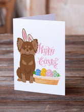 Load image into Gallery viewer, Longhaired Chocolate and Tan Chihuahua Easter Greeting Cards -  Blank Note Cards – 8-Pack of Artist-Designed Cards with Envelopes