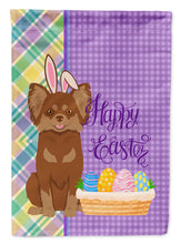Load image into Gallery viewer, Longhaired Chocolate and Tan Chihuahua Easter Garden Flag – Decorative Outdoor Yard Flag