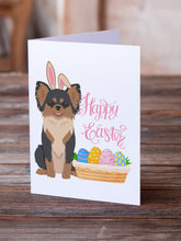 Load image into Gallery viewer, Longhaired Black and Tan Chihuahua Easter Greeting Cards -  Blank Note Cards – 8-Pack of Artist-Designed Cards with Envelopes