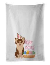 Load image into Gallery viewer, Longhaired Chocolate and White Chihuahua Easter White Kitchen Towel Set of 2 Dish Towels