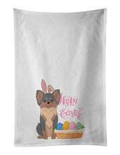 Load image into Gallery viewer, Longhaired Blue and Tan Chihuahua Easter White Kitchen Towel Set of 2 Dish Towels