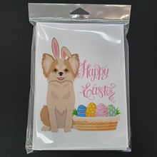 Load image into Gallery viewer, Longhaired Gold and White Chihuahua Easter Greeting Cards -  Blank Note Cards – 8-Pack of Artist-Designed Cards with Envelopes