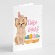 Load image into Gallery viewer, Longhaired Gold and White Chihuahua Easter Greeting Cards -  Blank Note Cards – 8-Pack of Artist-Designed Cards with Envelopes