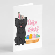 Load image into Gallery viewer, Longhaired Black Chihuahua Easter Greeting Cards -  Blank Note Cards – 8-Pack of Artist-Designed Cards with Envelopes