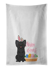 Load image into Gallery viewer, Longhaired Black Chihuahua Easter White Kitchen Towel Set of 2 Dish Towels