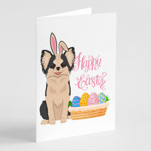 Load image into Gallery viewer, Longhaired Black and White #2 Chihuahua Easter Greeting Cards -  Blank Note Cards – 8-Pack of Artist-Designed Cards with Envelopes