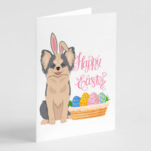 Load image into Gallery viewer, Longhaired Blue and White Chihuahua Easter Greeting Cards -  Blank Note Cards – 8-Pack of Artist-Designed Cards with Envelopes