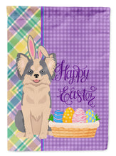 Load image into Gallery viewer, Longhaired Blue and White Chihuahua Easter Garden Flag – Decorative Outdoor Yard Flag