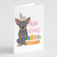 Load image into Gallery viewer, Blue and Tan Chihuahua Easter Greeting Cards -  Blank Note Cards – 8-Pack of Artist-Designed Cards with Envelopes