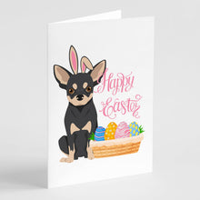 Load image into Gallery viewer, Black and Cream Chihuahua Easter Greeting Cards -  Blank Note Cards – 8-Pack of Artist-Designed Cards with Envelopes