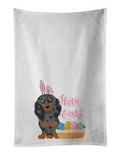 Load image into Gallery viewer, Longhair Blue and Tan Dapple Dachshund Easter White Kitchen Towel Set of 2 Dish Towels