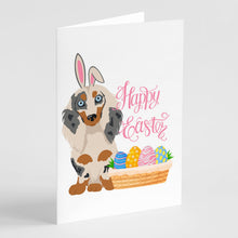 Load image into Gallery viewer, Longhair Cream Dapple Dachshund Easter Greeting Cards -  Blank Note Cards – 8-Pack of Artist-Designed Cards with Envelopes