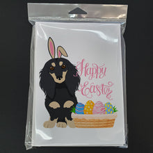 Load image into Gallery viewer, Longhair Black and Cream Dachshund Easter Greeting Cards -  Blank Note Cards – 8-Pack of Artist-Designed Cards with Envelopes