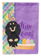 Load image into Gallery viewer, Longhair Black and Cream Dachshund Easter Garden Flag – Decorative Outdoor Yard Flag