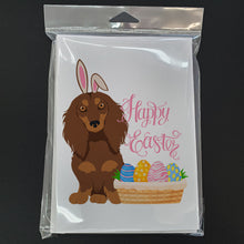 Load image into Gallery viewer, Longhair Chocolate and Tan Dachshund Easter Greeting Cards -  Blank Note Cards – 8-Pack of Artist-Designed Cards with Envelopes