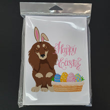 Load image into Gallery viewer, Longhair Chocolate and Cream Dachshund Easter Greeting Cards -  Blank Note Cards – 8-Pack of Artist-Designed Cards with Envelopes