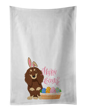 Load image into Gallery viewer, Longhair Chocolate and Cream Dachshund Easter White Kitchen Towel Set of 2 Dish Towels